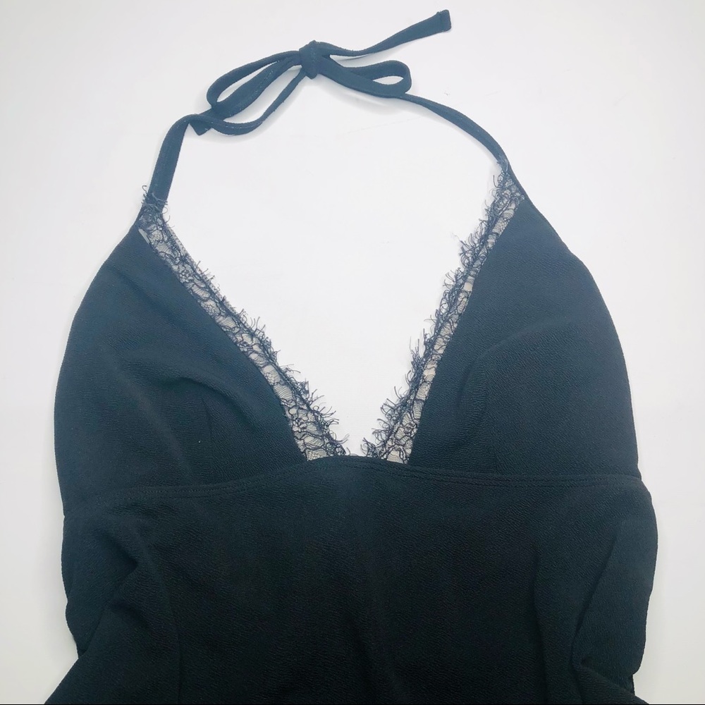 Wolf & Whistle ASOS Maternity Swimsuit One Piece VNeck Black w/ Lace Edge, Belly